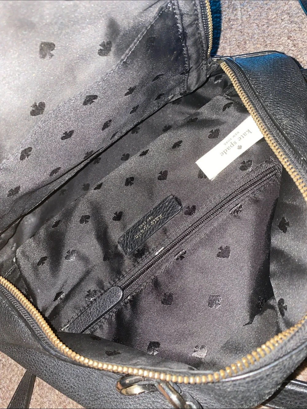 kate spade Black Leather Mini Backpack with Front Zip Pocket